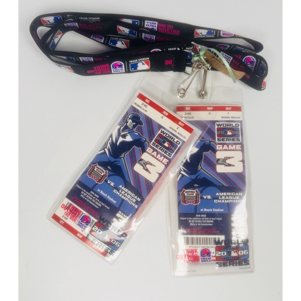 2006 World Series Game 3/ 2 St. Louis Cardinals vs Tigers MLB Tickets w/ Lanyard